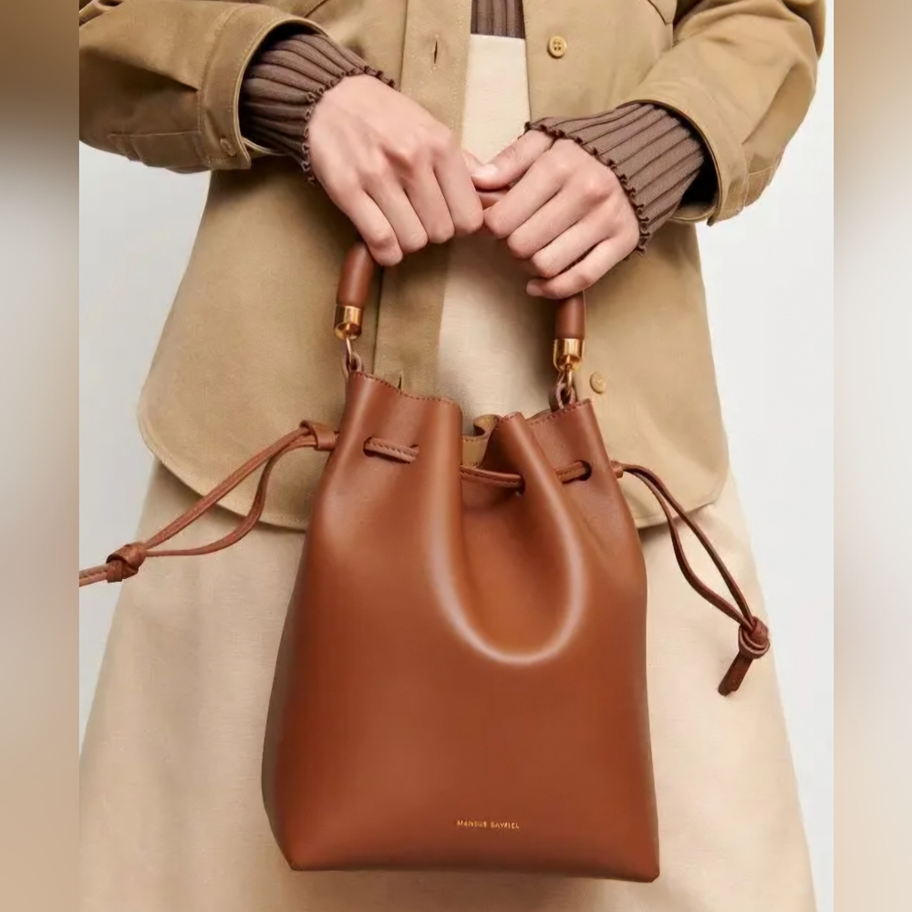 Mansur Gavriel Mini Bucket Bag In Caramel